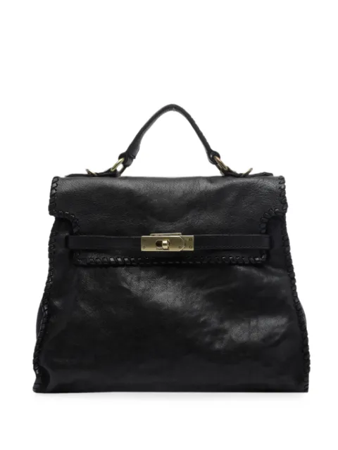Campomaggi Ginevra large whipstitch-trim calf leather shoulder bag