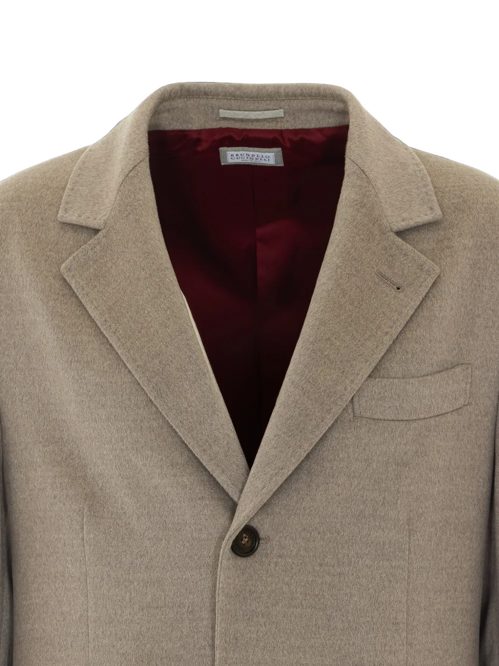 Brunello Cucinelli Jas met enkele rij knopen en gekerfde revers Beige