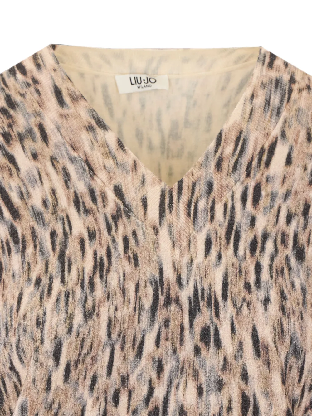 LIU JO Trui met luipaardprint en V-hals Beige