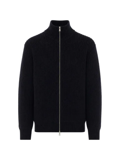 AMISH zip-up ribbed-knit cardigan