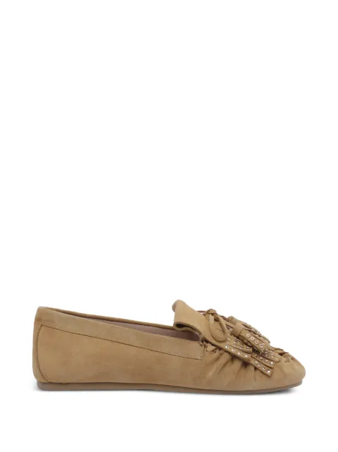 Stuart Weitzman Barry stud-embellished fringe loafers