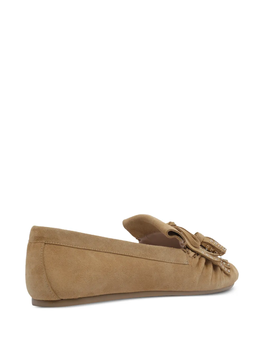 Stuart Weitzman Barry stud-embellished fringe loafers Beige