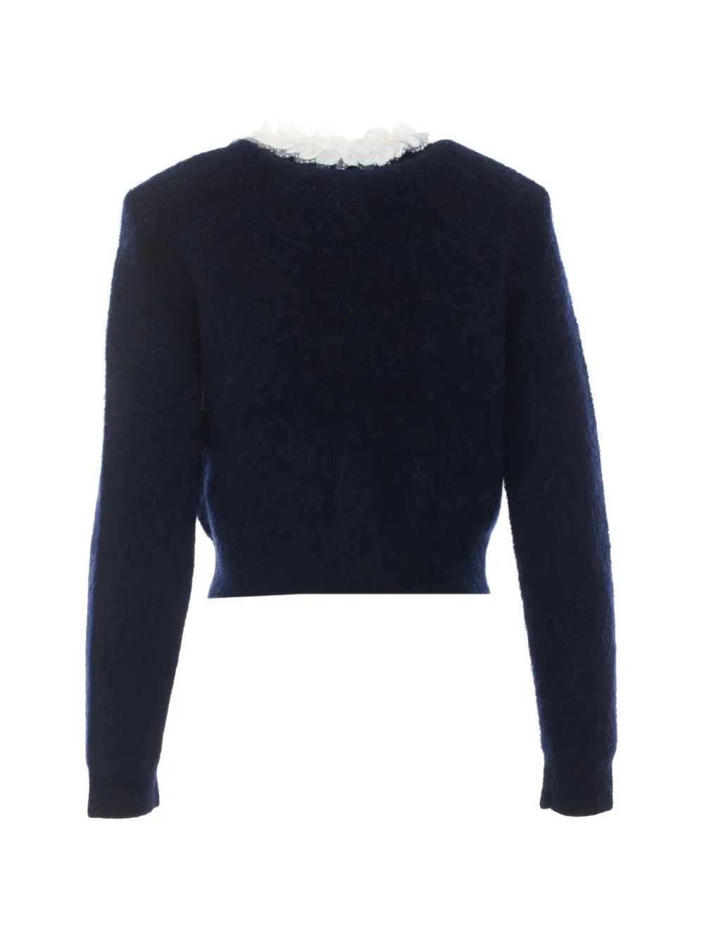 Self-Portrait navy flower pearl trim knit jumper Blauw