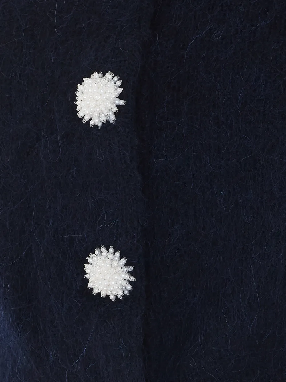 Self-Portrait navy flower pearl trim knit jumper Blauw