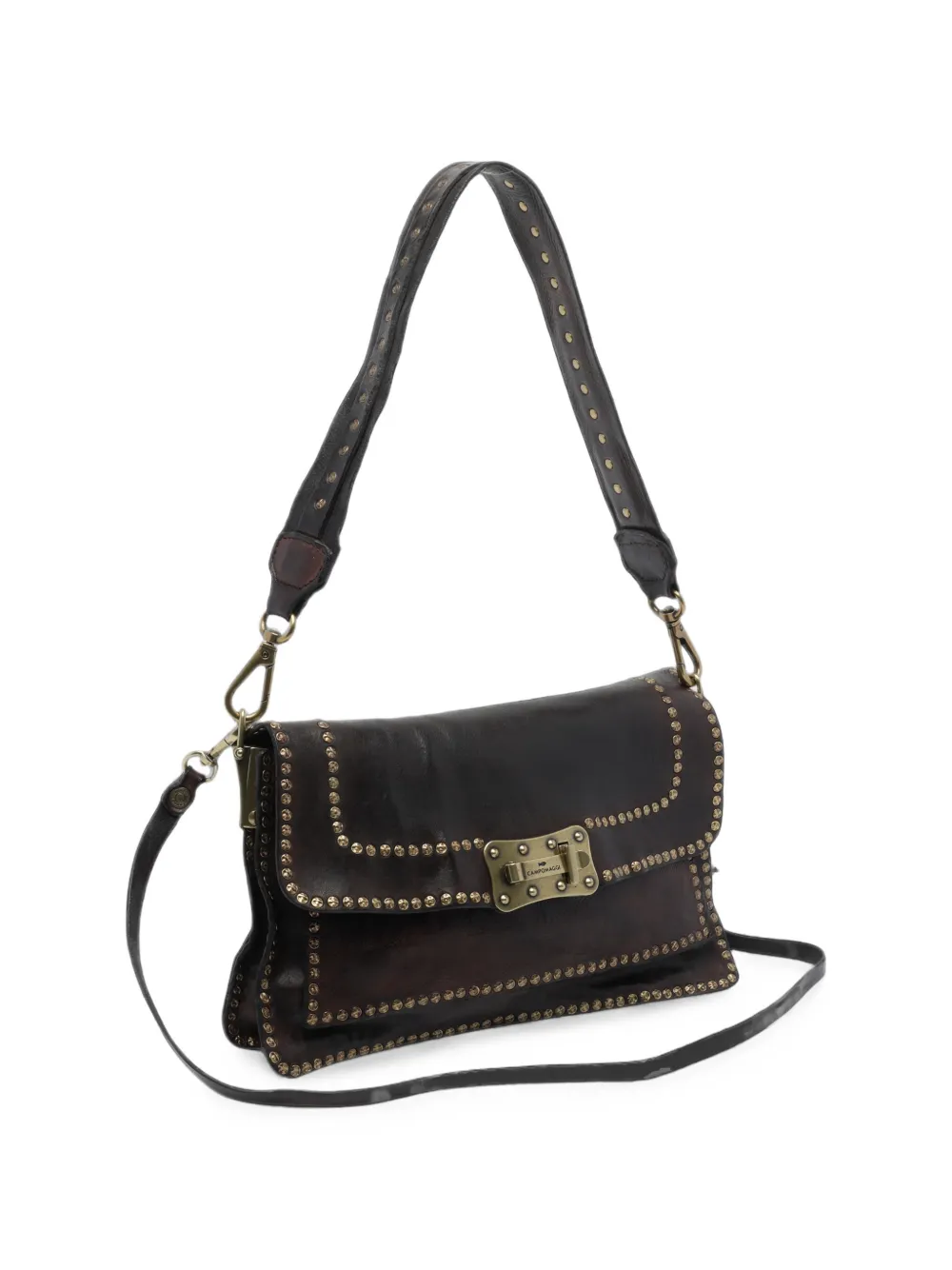 Campomaggi Agnese leren schoudertas met studs Bruin