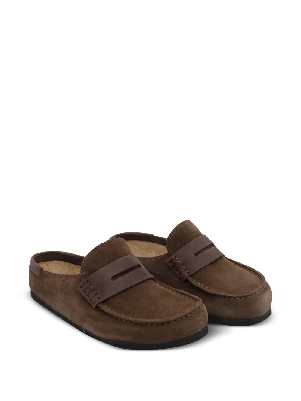 Birkenstock Naples Wrapped gemixte leren loafers Bruin