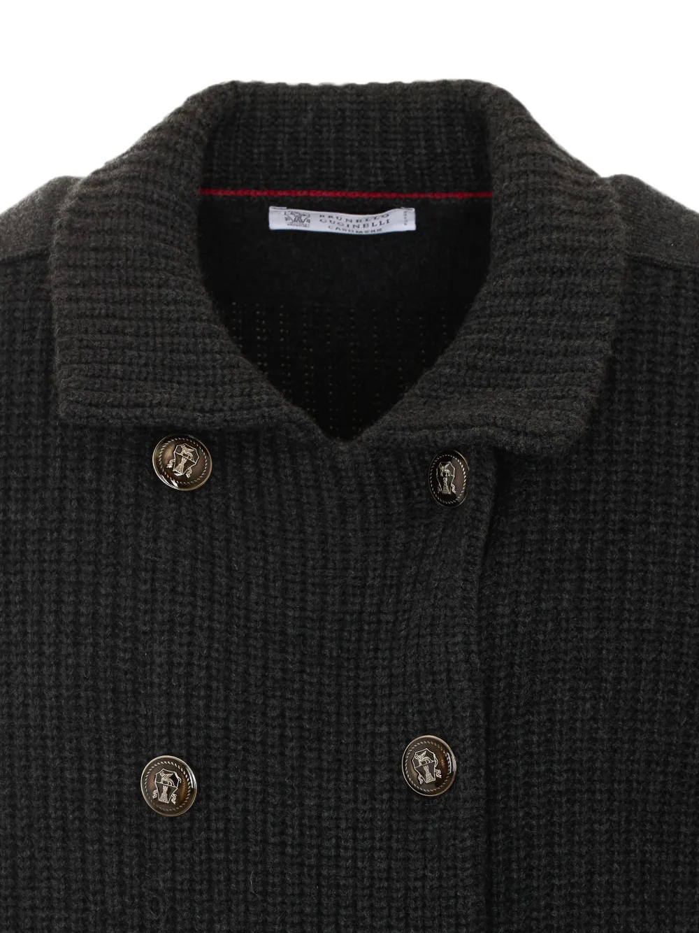Brunello Cucinelli Kasjmier half Engels geribbeld vest Grijs