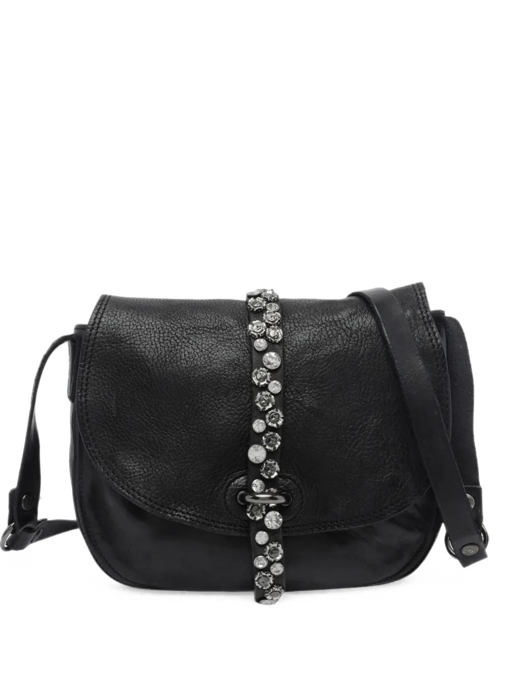 Campomaggi Linda crystal-embellished leather shoulder bag - Nero