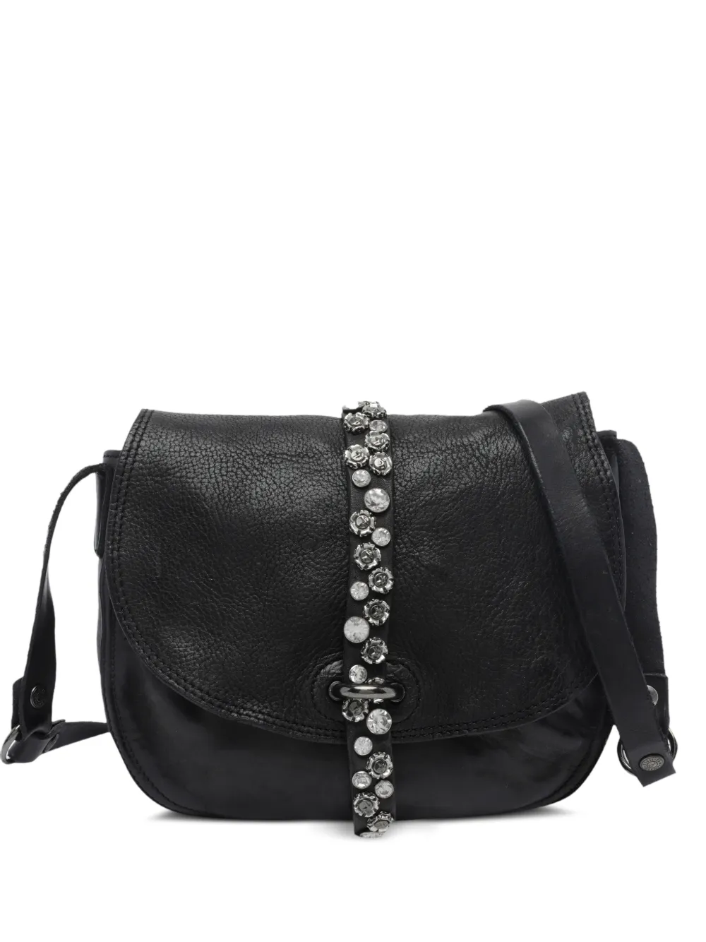 Campomaggi Linda crystal-embellished leather shoulder bag - Nero