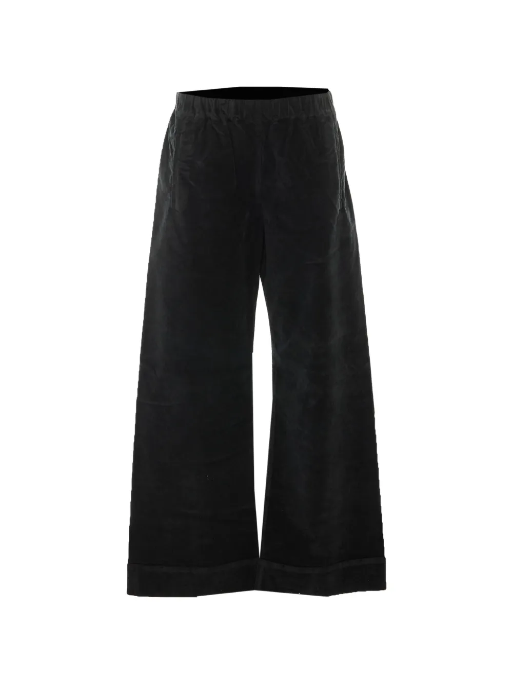 TRUE AVENUE Pensil Palazzohose mit Samteffekt - Schwarz