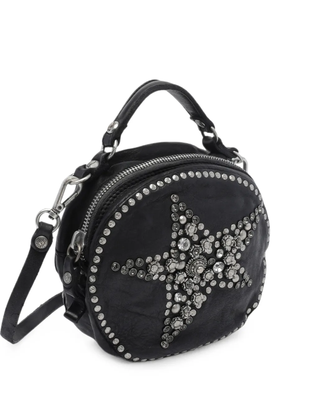 Campomaggi star-embellished studded shoulder bag - Nero