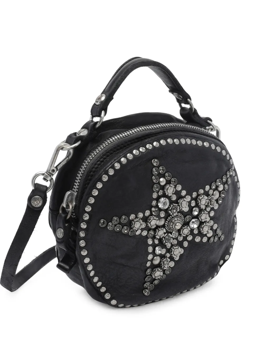 Campomaggi star-embellished studded shoulder bag - Nero
