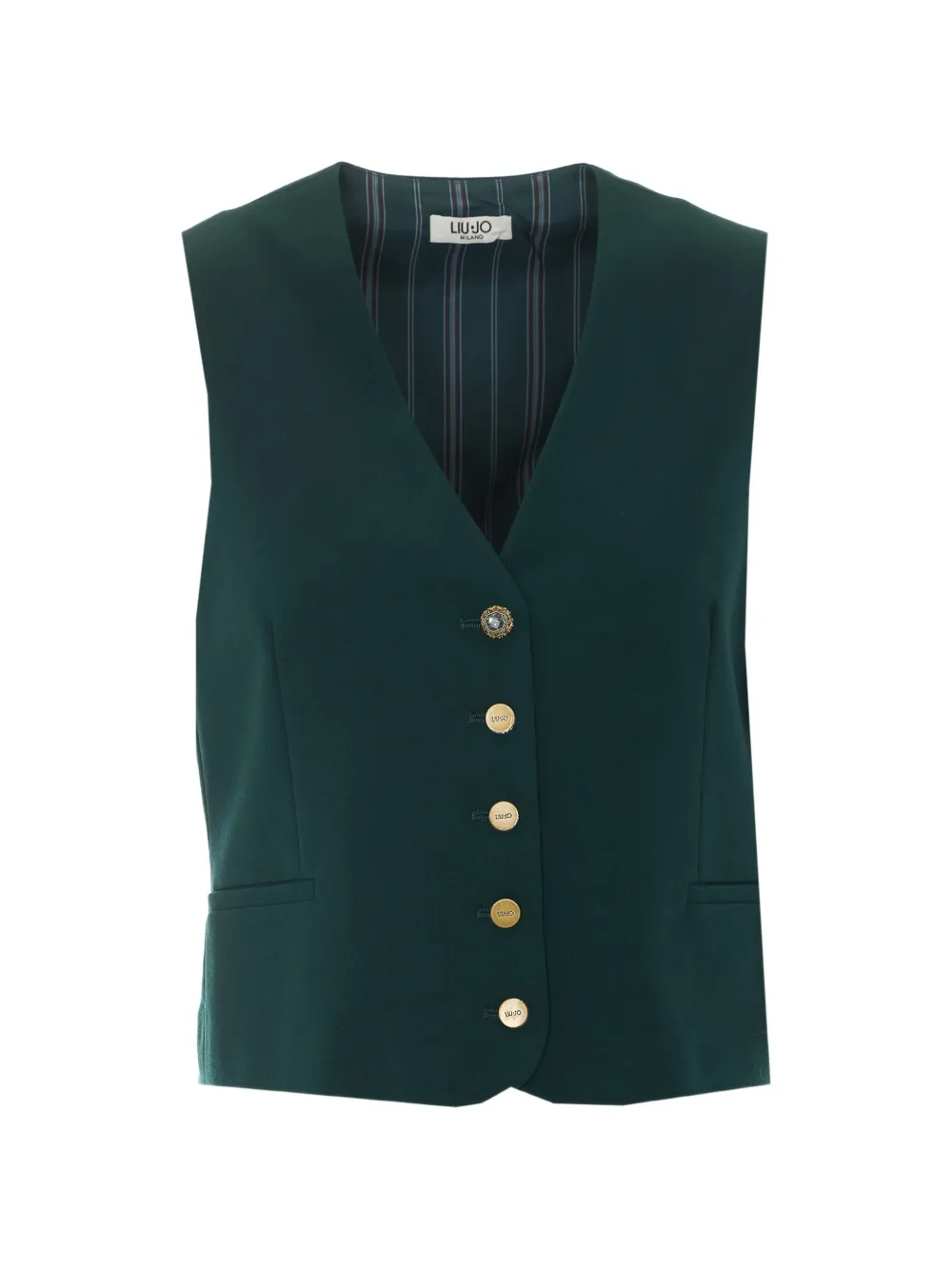 LIU JO Gilet con bottoni e scollo a V - Verde
