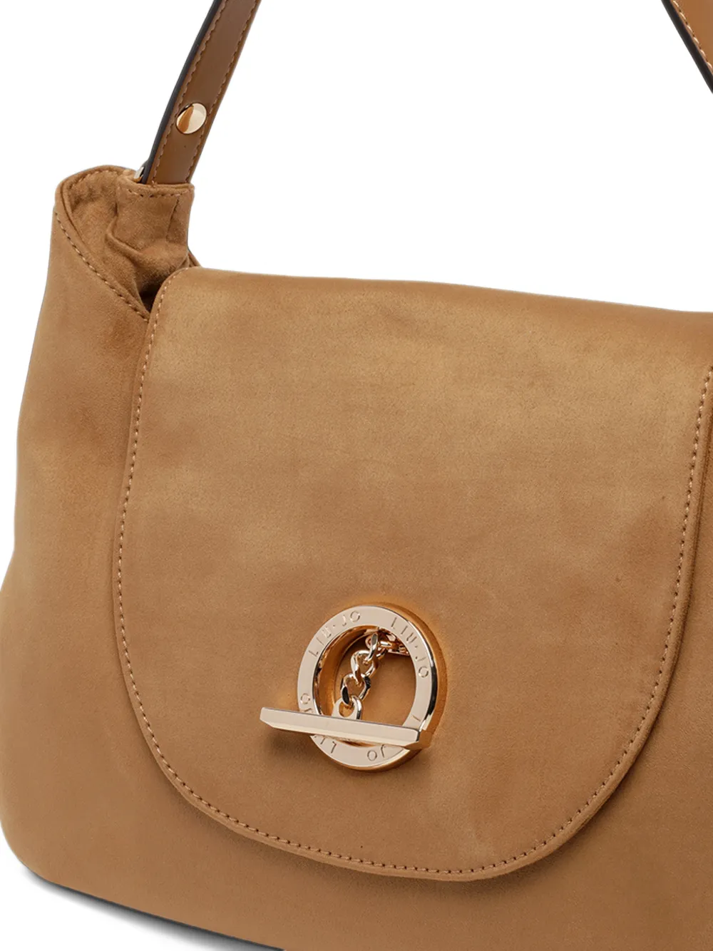 LIU JO suede-finish logo-plaque shoulder bag Beige