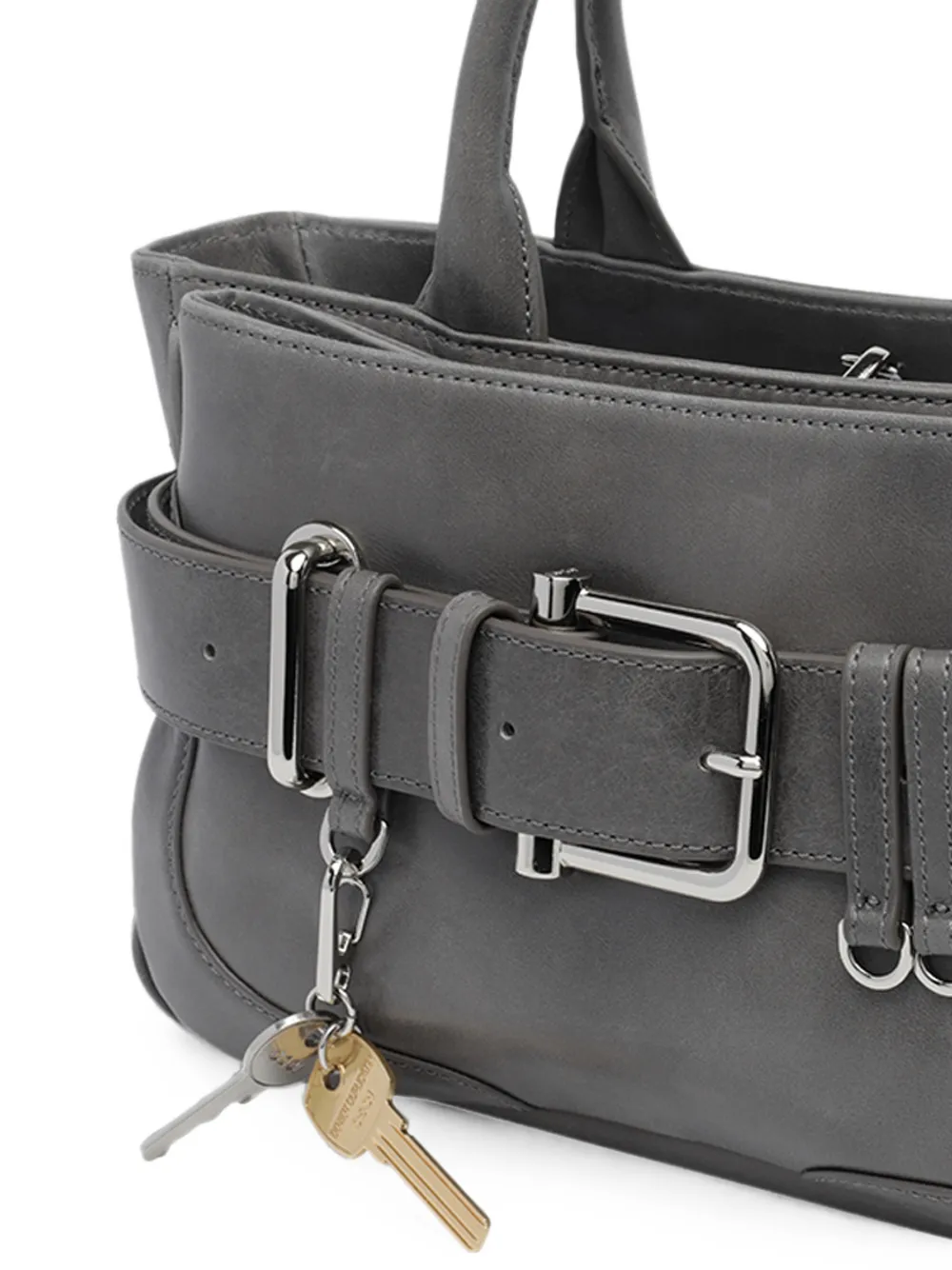 Osoi Brocle leren mini-shopper met gespen Grijs