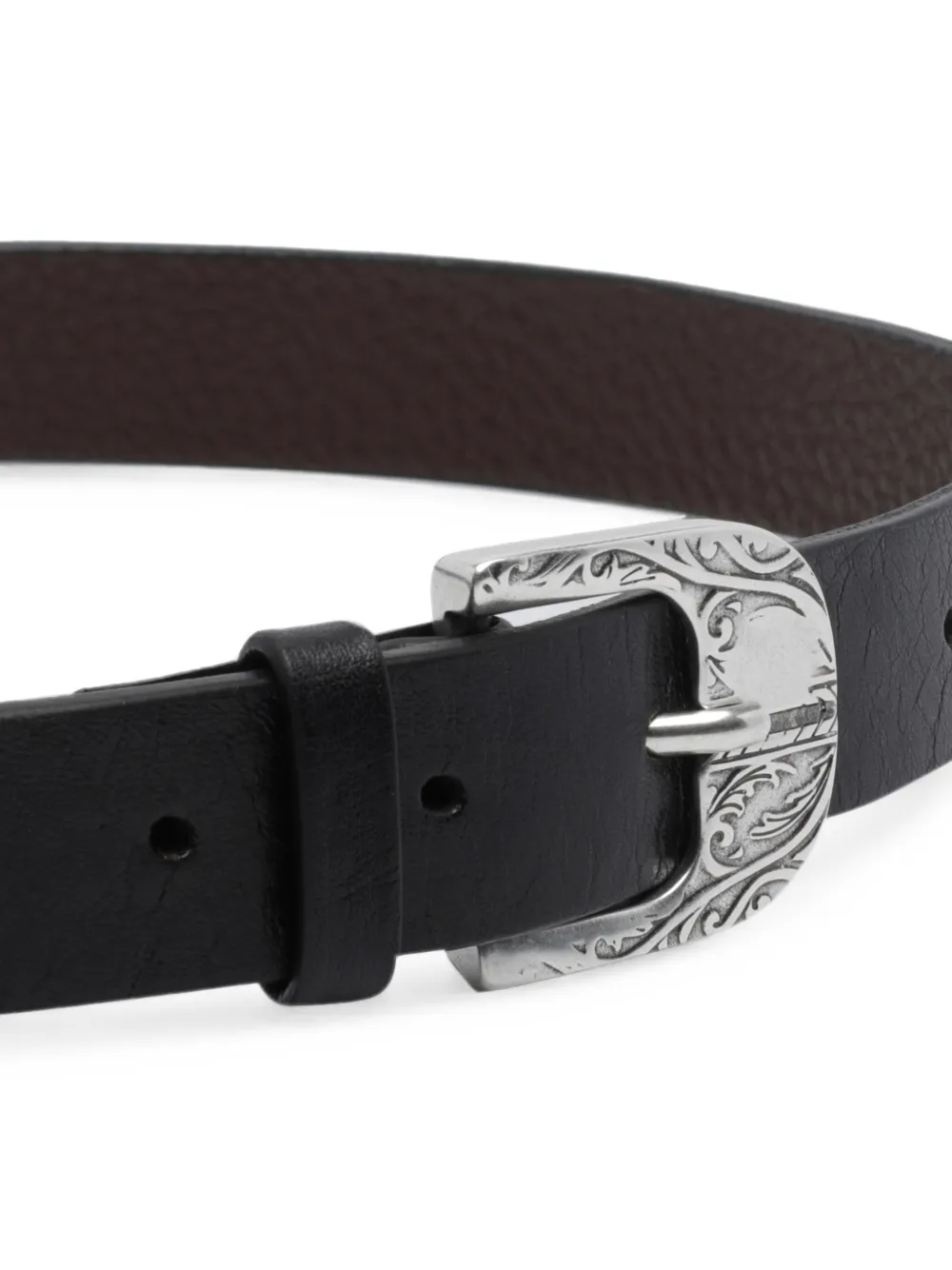 Orciani engraved-buckle leather belt Zwart