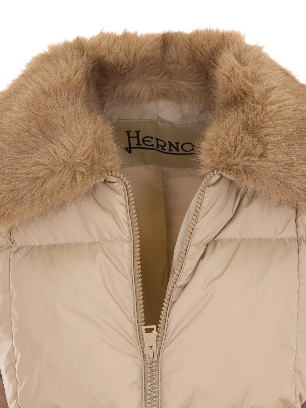 Herno Donsjack met kraag van imitatiebont Beige
