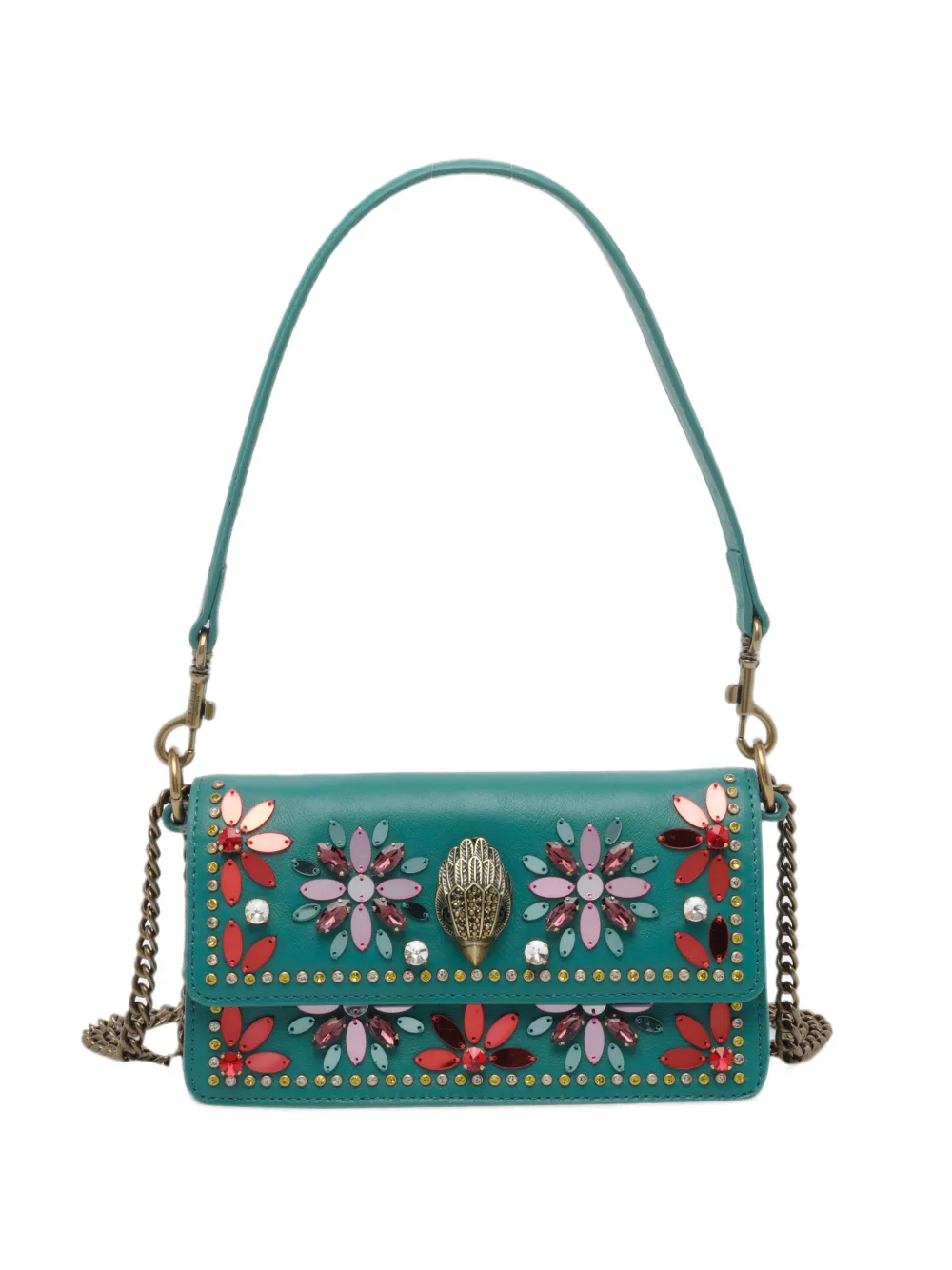 Kurt Geiger London crystal-embellished Eagle-motif shoulder bag - Verde