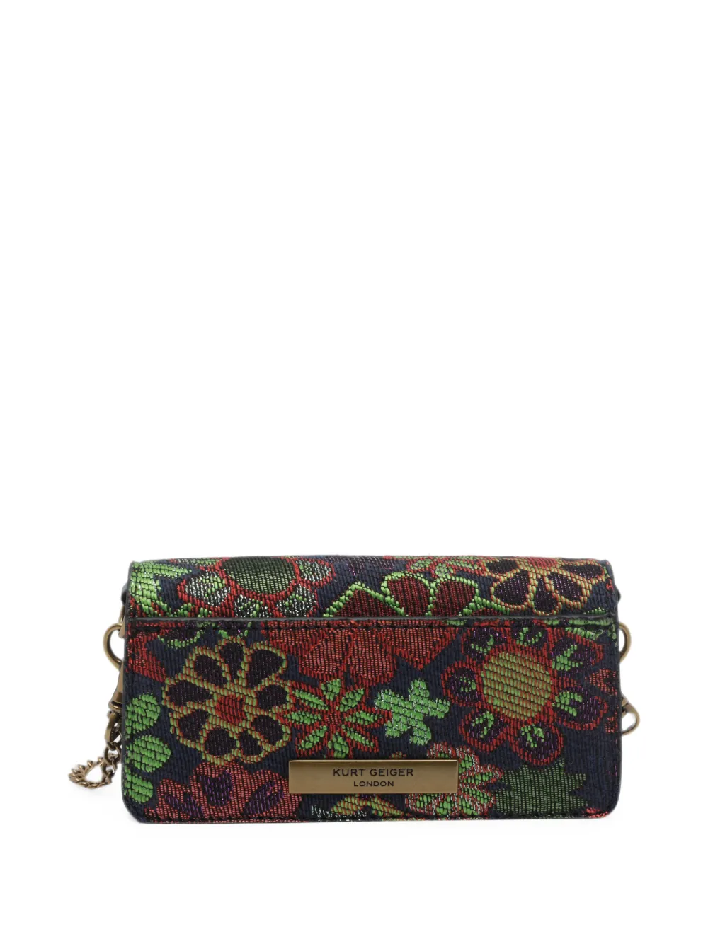Kurt Geiger London Shoreditch floral-jacquard long crossbody bag Blauw