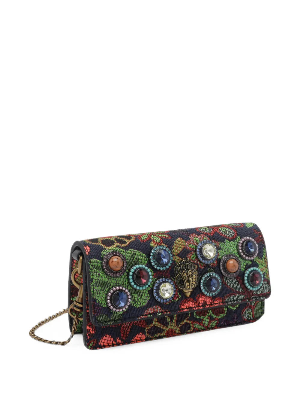 Kurt Geiger London Shoreditch floral-jacquard long crossbody bag Blauw