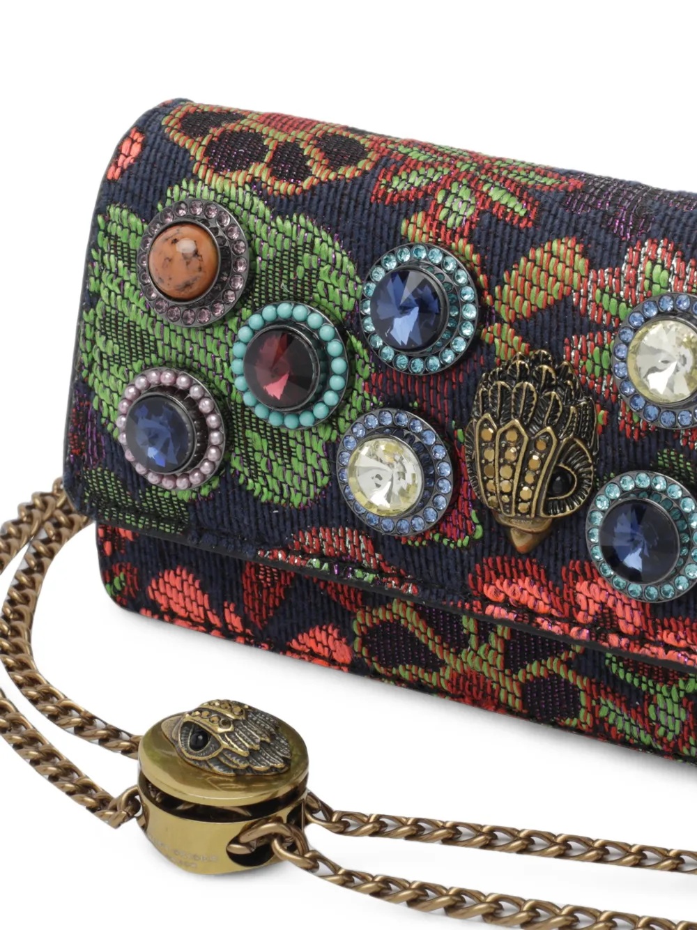 Kurt Geiger London Shoreditch floral-jacquard long crossbody bag Blauw