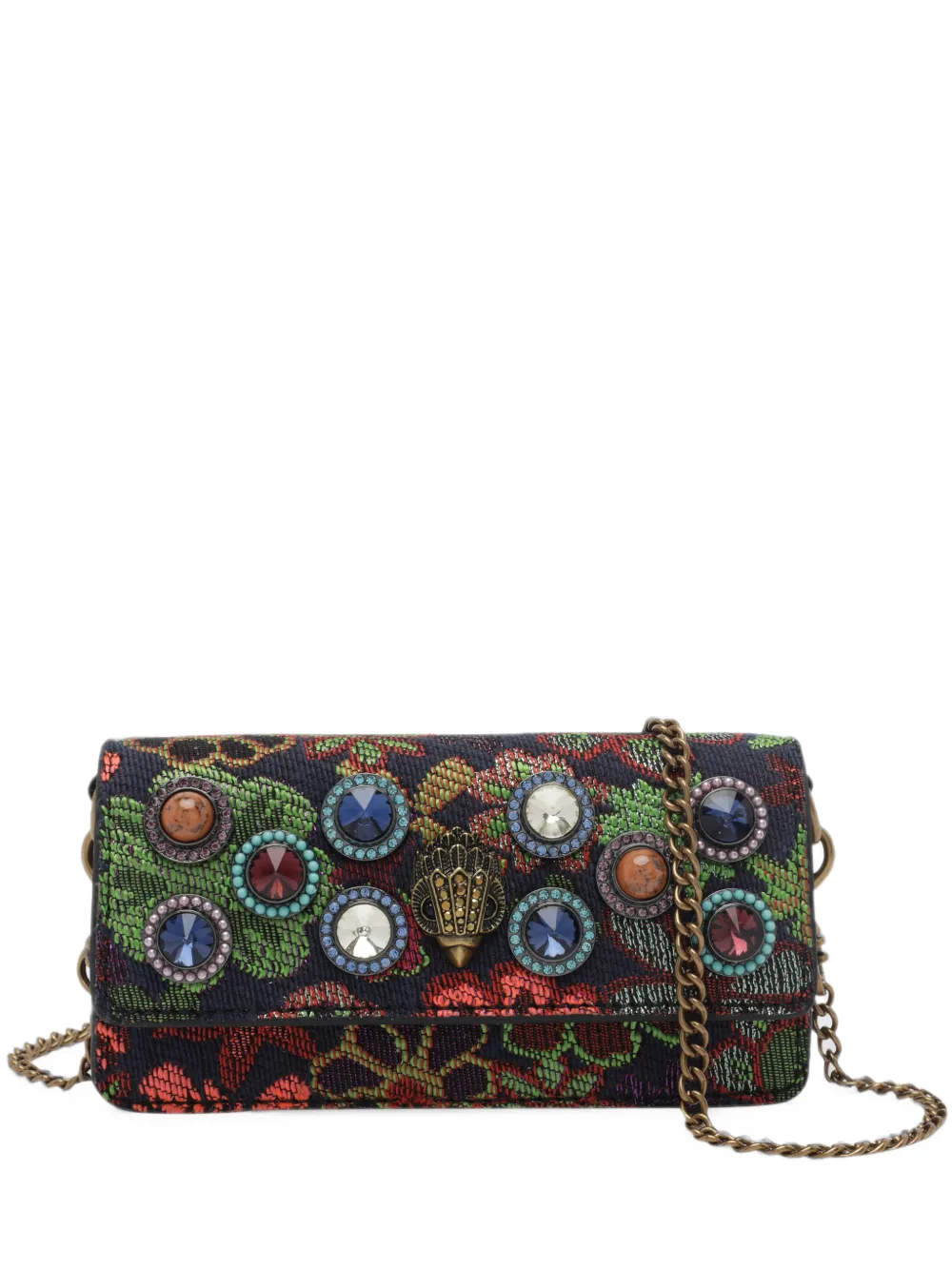 Kurt Geiger London Shoreditch floral-jacquard long crossbody bag - Blu