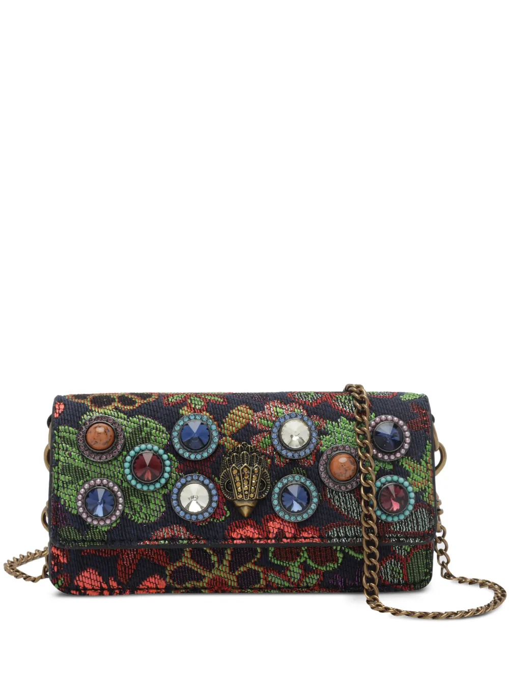 Kurt Geiger London Shoreditch floral-jacquard long crossbody bag - Blu