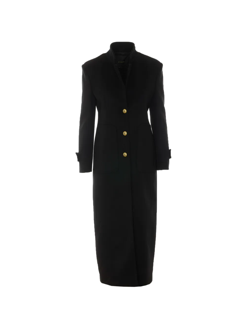 PINKO logo-button turtleneck coat - Nero