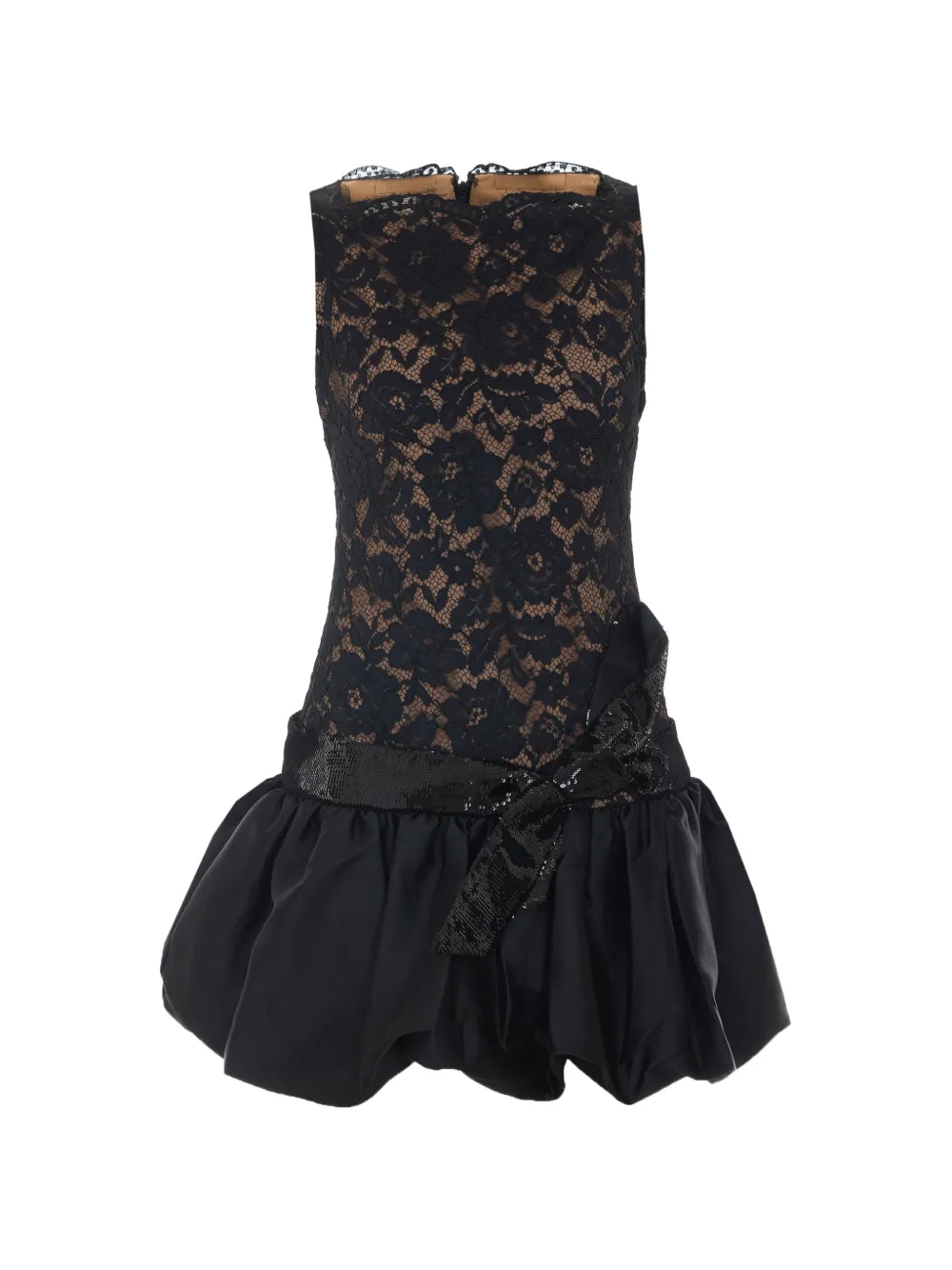 Self-Portrait black lace bubble-hem mini dress