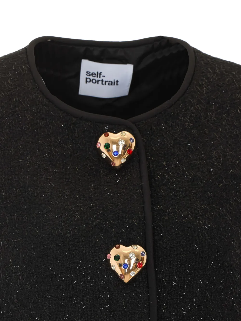 Self-Portrait Metallic bouclé jack met bont-manchetten Zwart