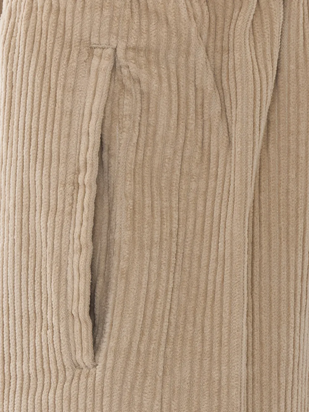 TRUE AVENUE Pensil ribfluwelen broek met wijde pijpen Beige
