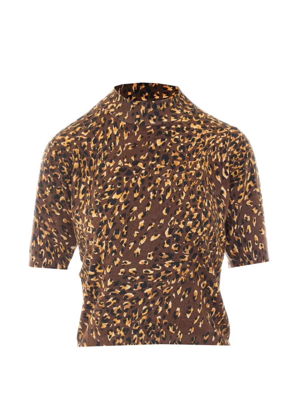TWINSET animal-print high-neck T-shirt - Braun