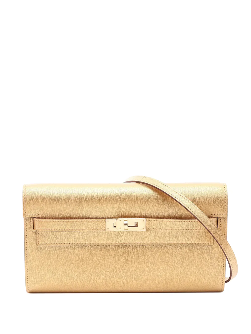 Hermès Pre-Owned 2025 Metallic Chevre Mysore Kelly To Go Wallet crossbody bag - Oro