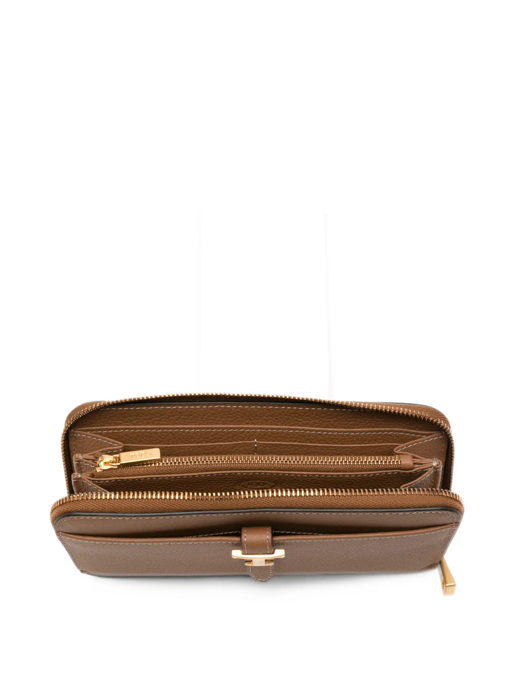 Tod's T Timeless pebbled leather wallet Bruin