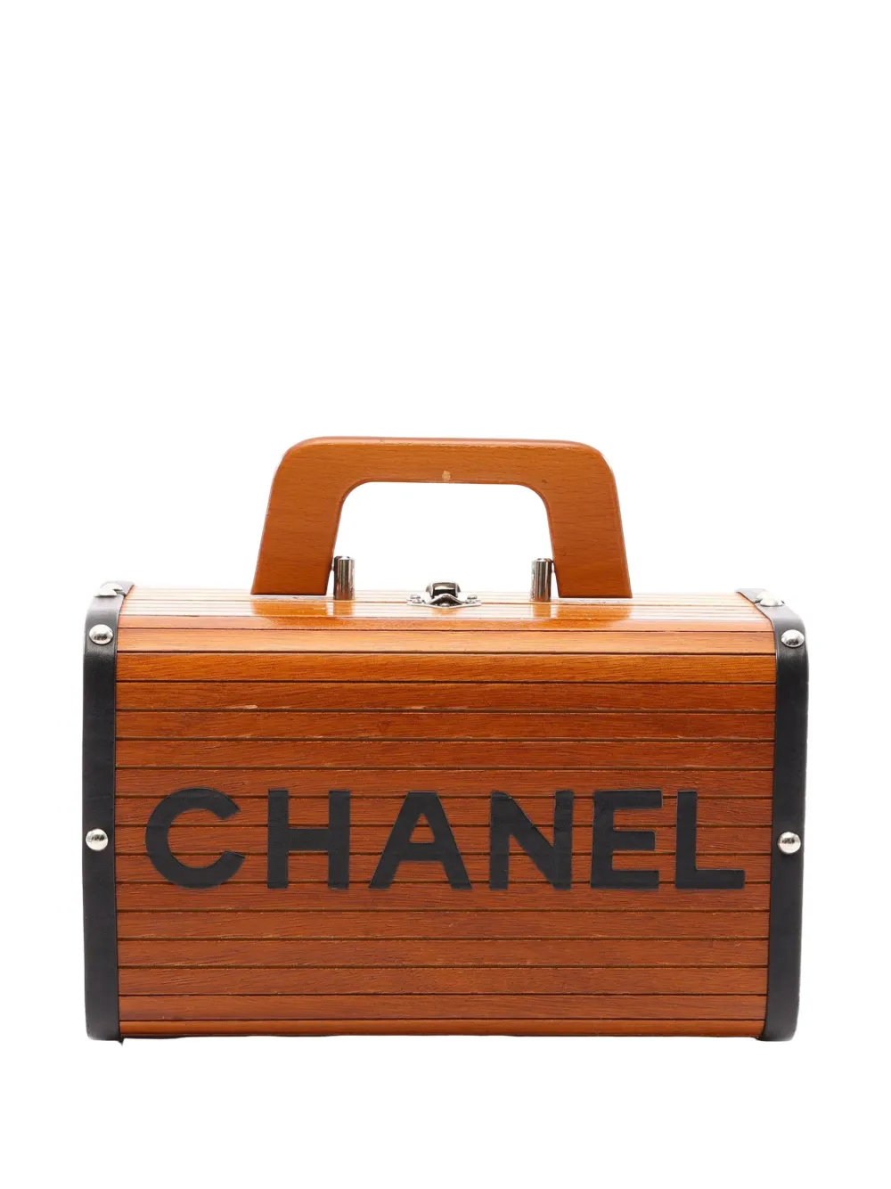 CHANEL Pre-Owned 1994-1996 Wooden Logo Top Handle Bag handbag - Marrone