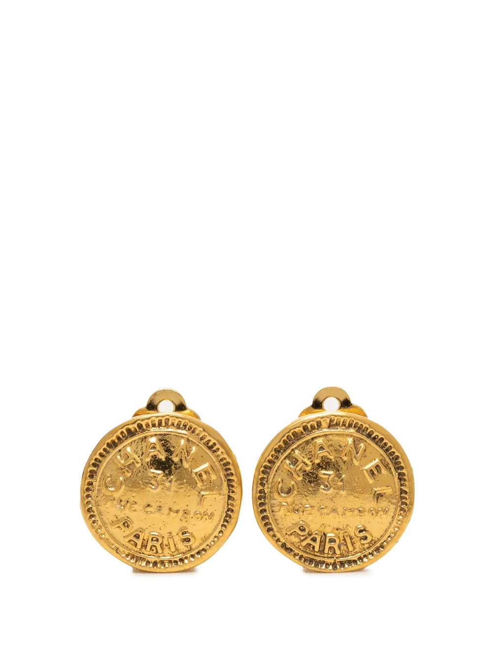 CHANEL Pre-Owned 1970-1980 Gold Plated 31 Rue Cambon Round Clip On Earrings costume earrings - Oro