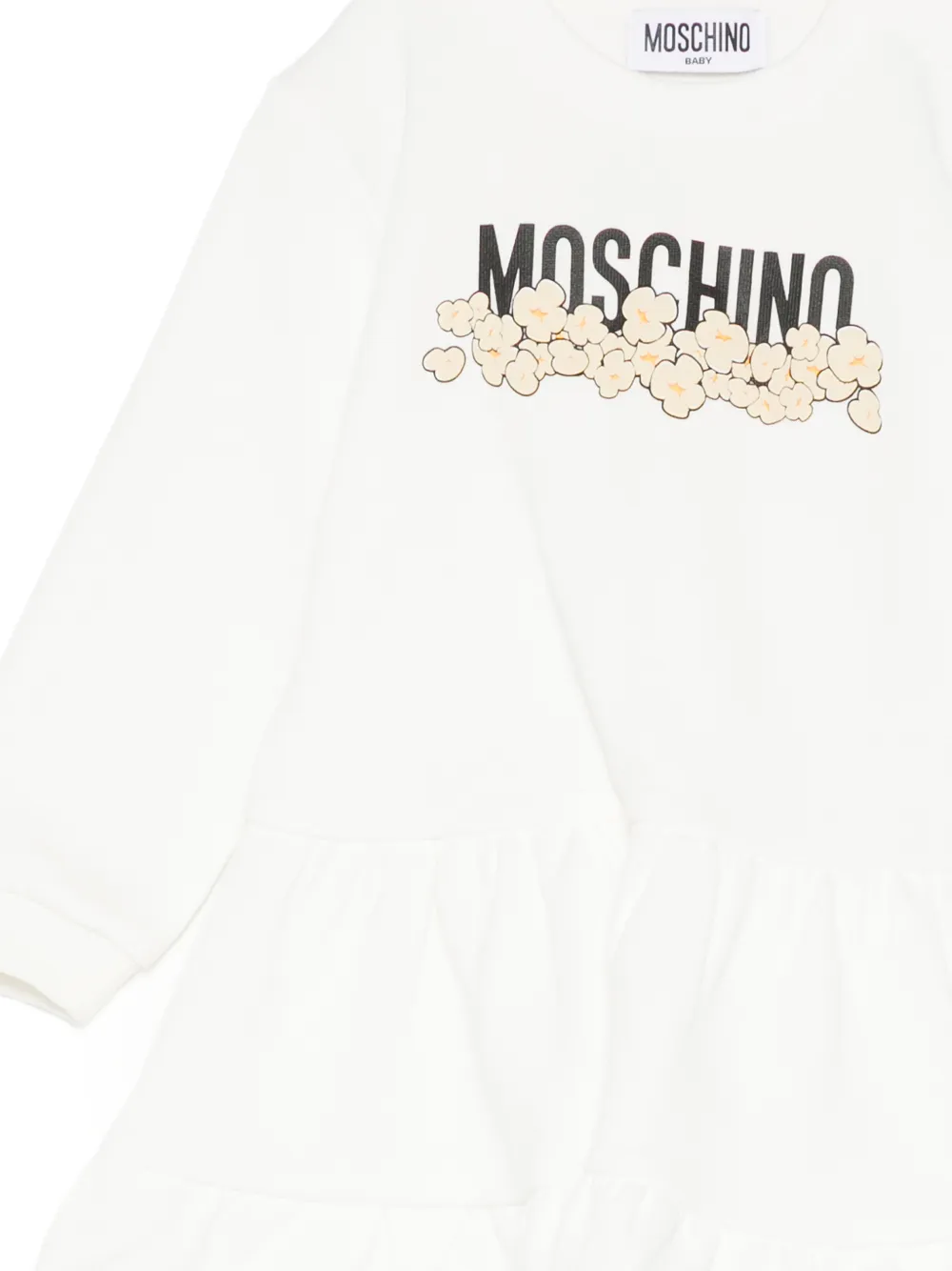 Moschino Kids popcorn-print tiered dress Wit