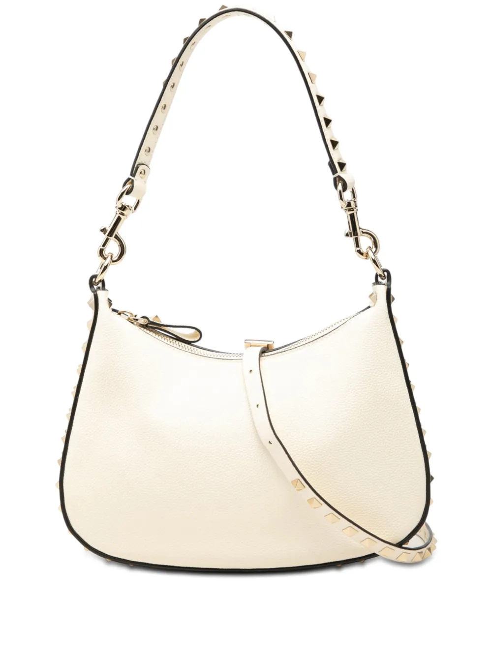 Valentino Garavani Pre-Owned 2010-2026 Small Grainy Calfskin Rockstud Hobo satchel - Bianco