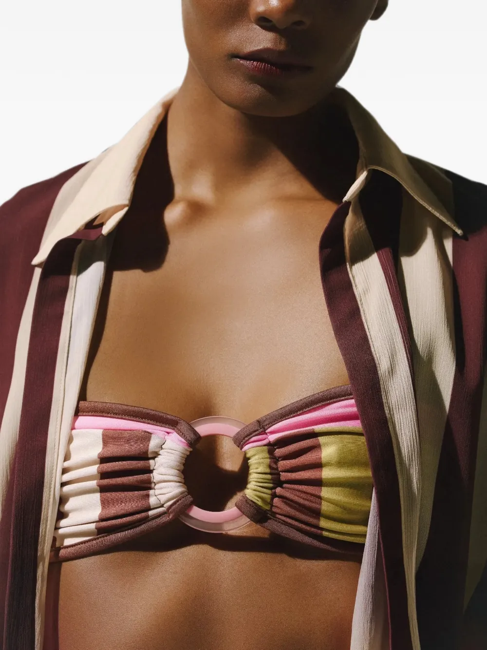 Baobab Lulu gestreepte doorzichtige blouse Roze
