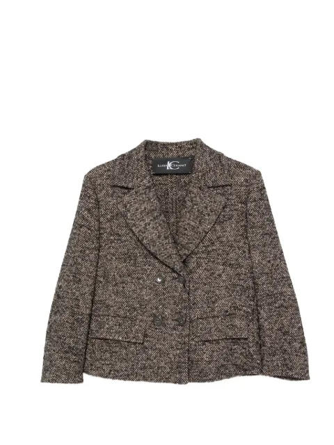 Luisa Cerano Doppelreihige Tweed-Jacke mit Fischgrätenmuster