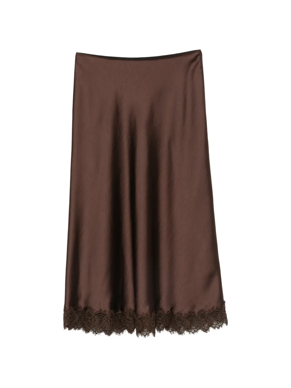 Luisa Cerano lace-trim satin midi skirt