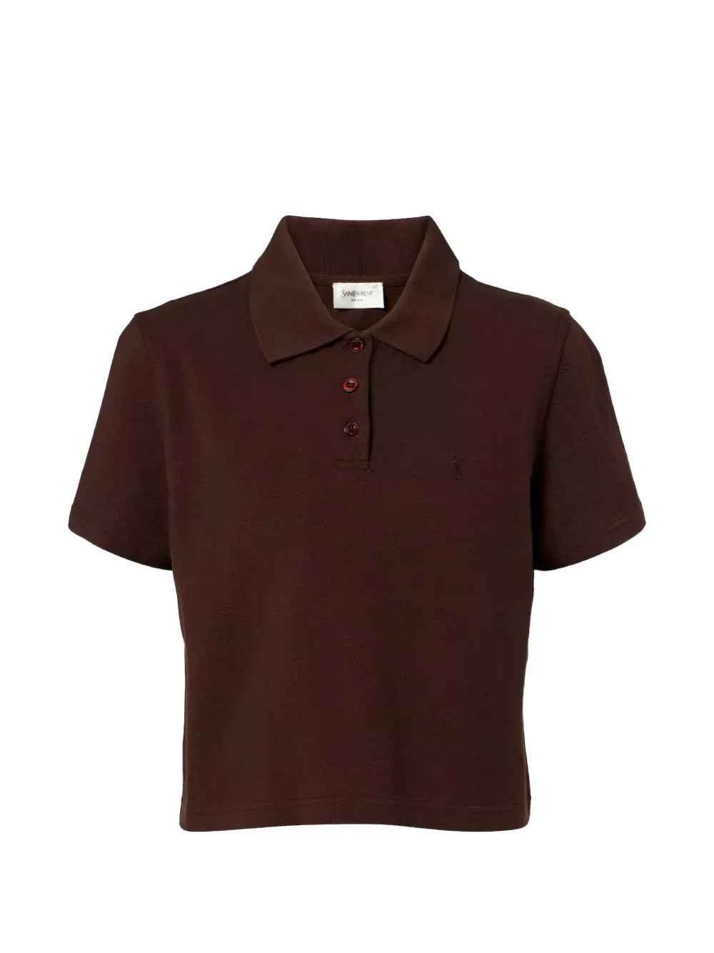 Saint Laurent oversized logo-embroidered polo shirt - Braun