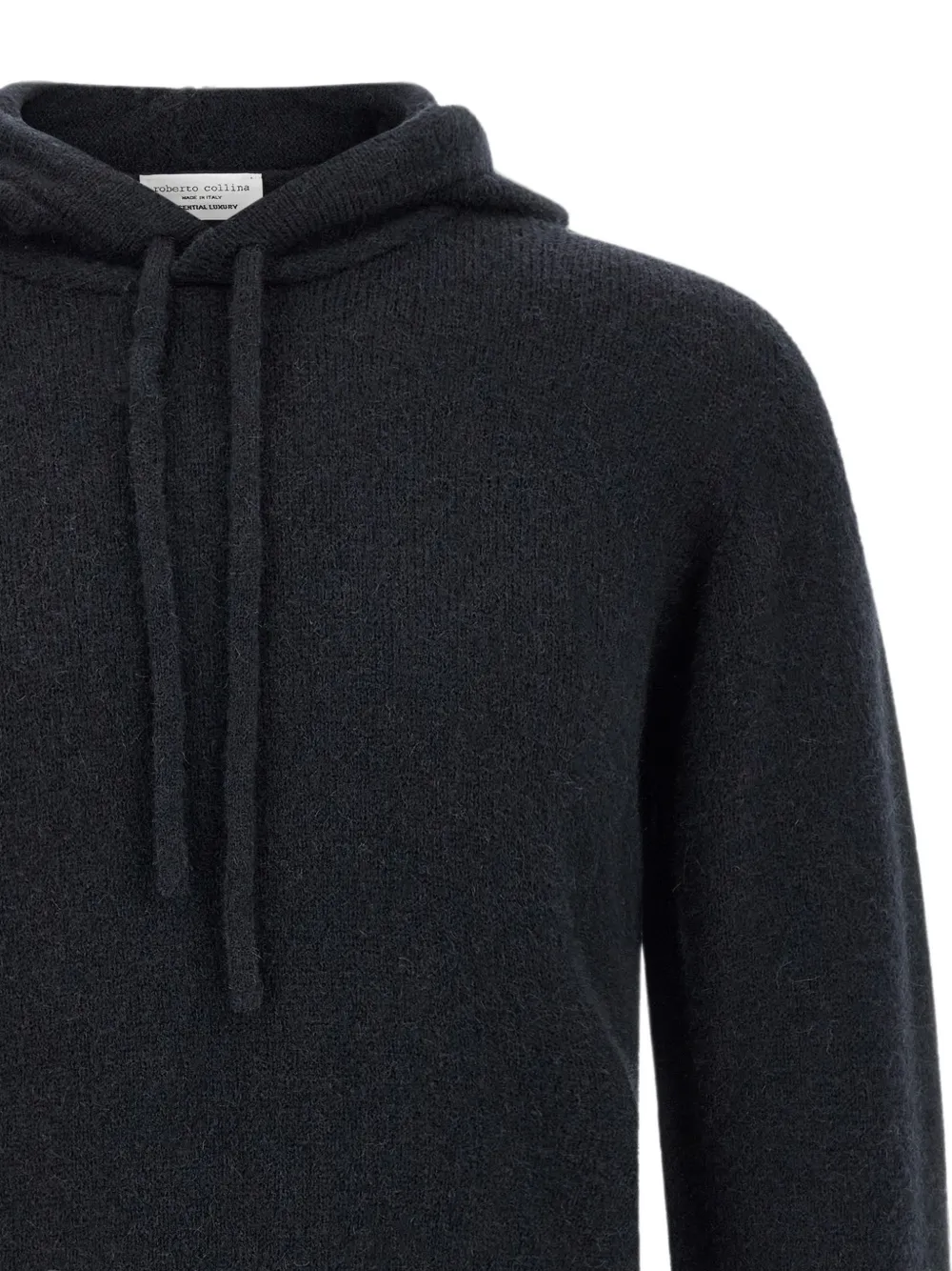 Roberto Collina Hoodie met trekkoord en geribbelde afwerking Zwart