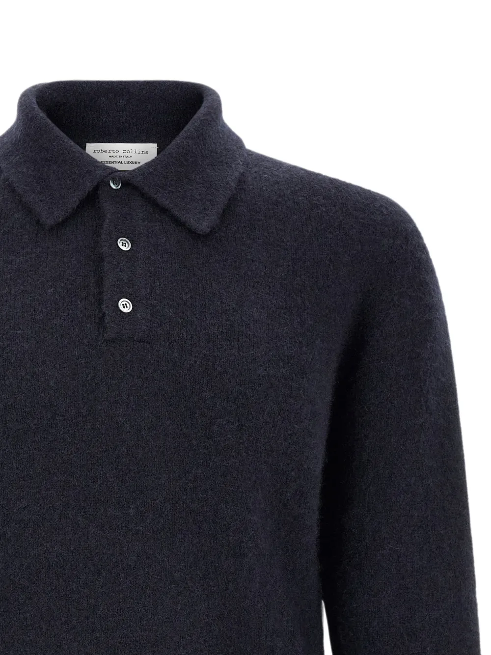 Roberto Collina Geborsteld poloshirt met lange mouwen Blauw