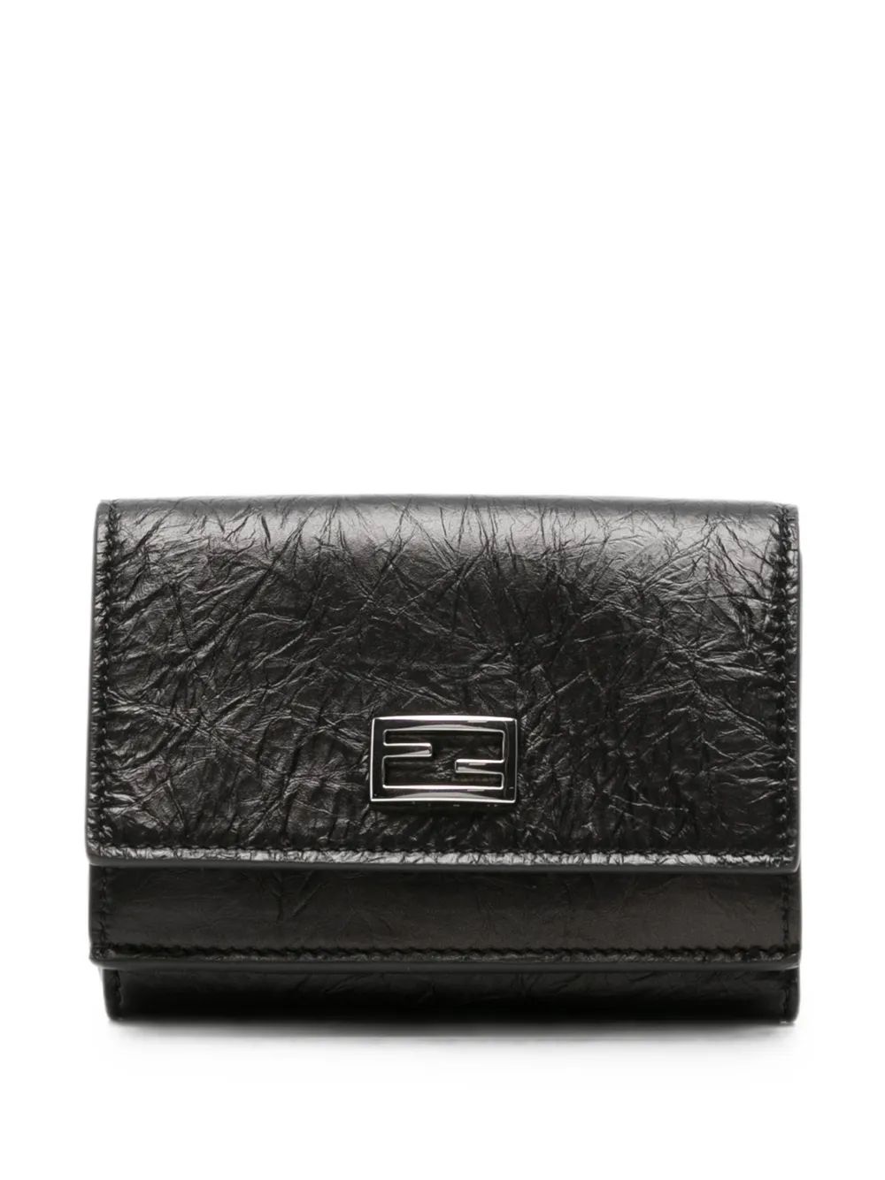 FENDI FF logo crinkled leather wallet - Schwarz