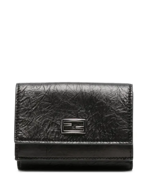 FENDI FF logo crinkled leather wallet