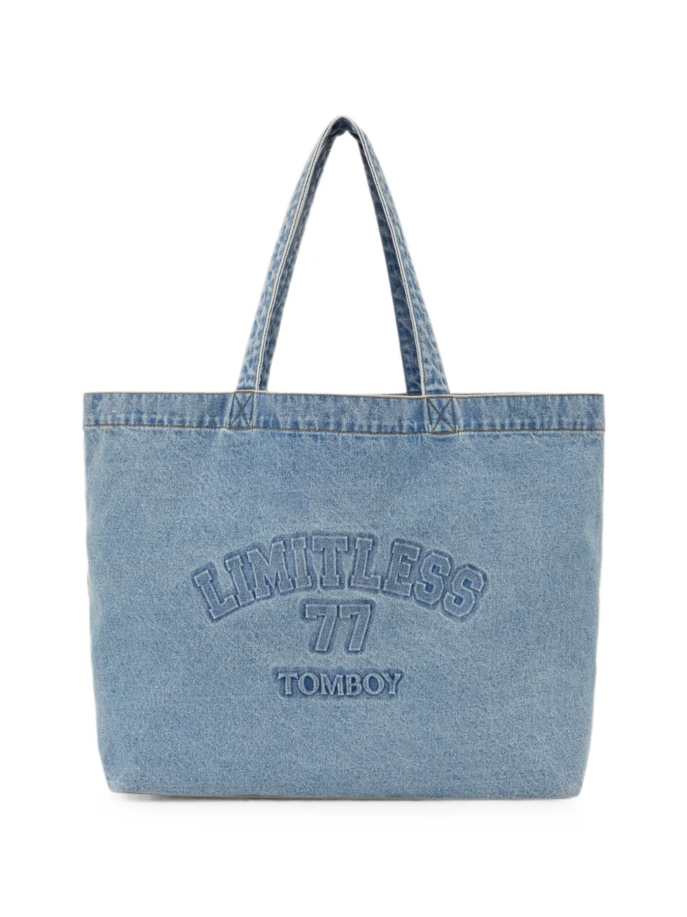 TOMBOY logo-embossed denim tote bag - Blau