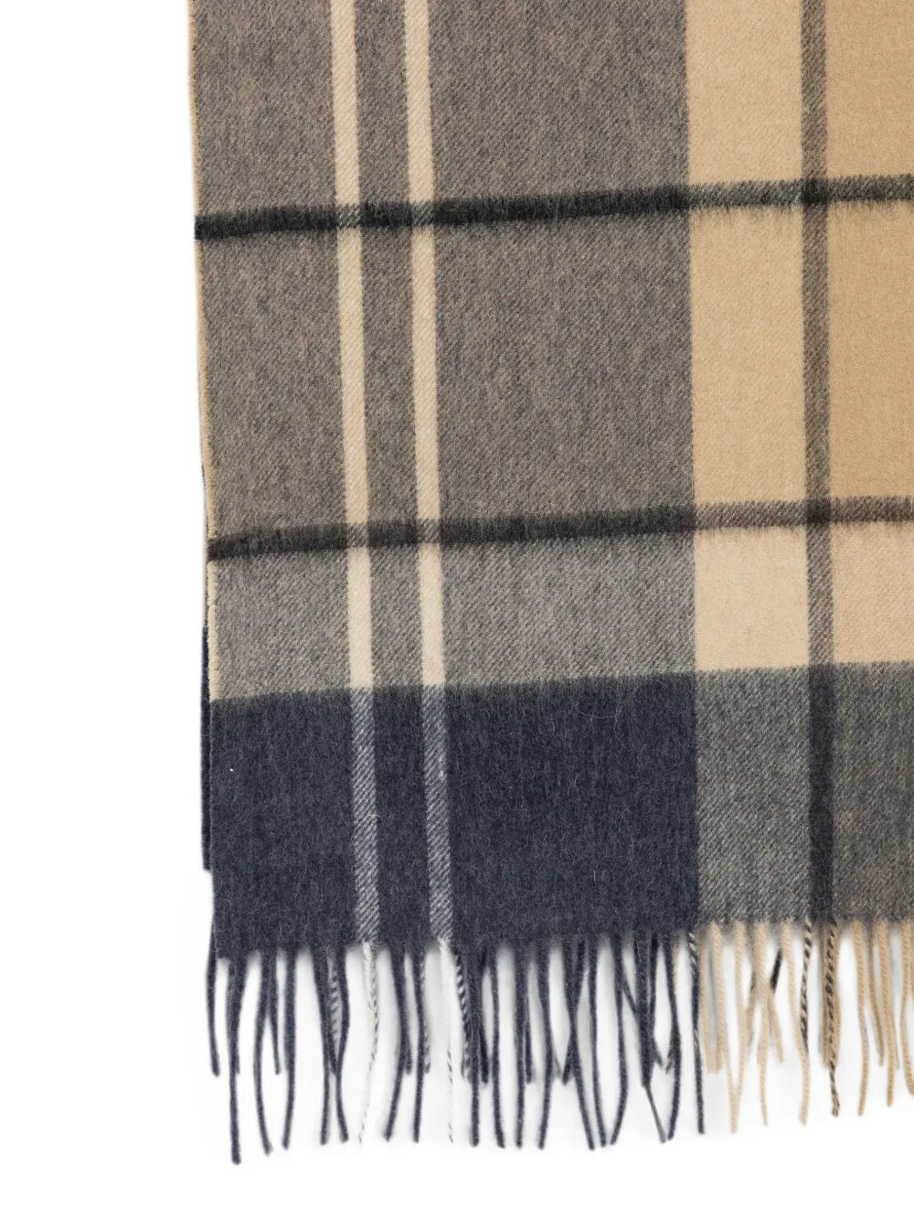 Barbour Carrbridge Tartan geruite sjaal met franje Beige