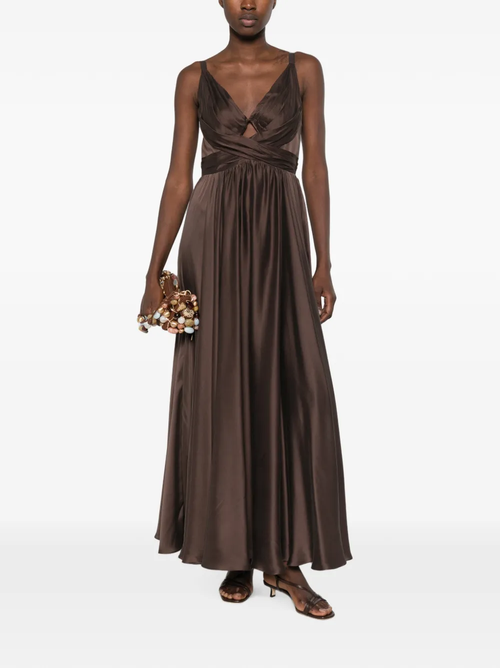 ZIMMERMANN Maxi-jurk met ruches Bruin