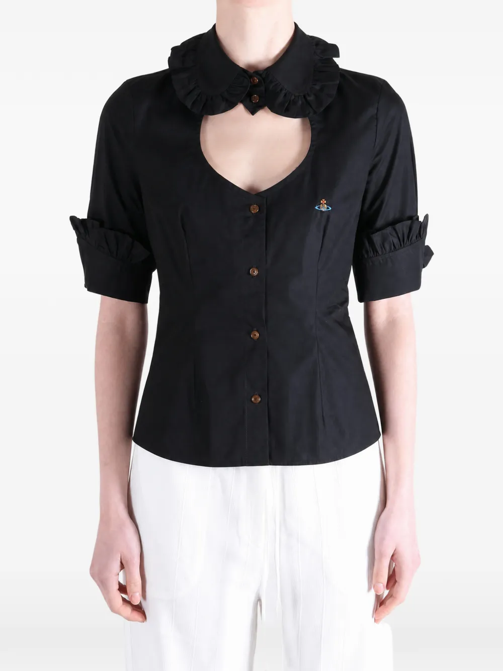 Vivienne Westwood Toulouse ruffle-trim cut-out shirt Zwart